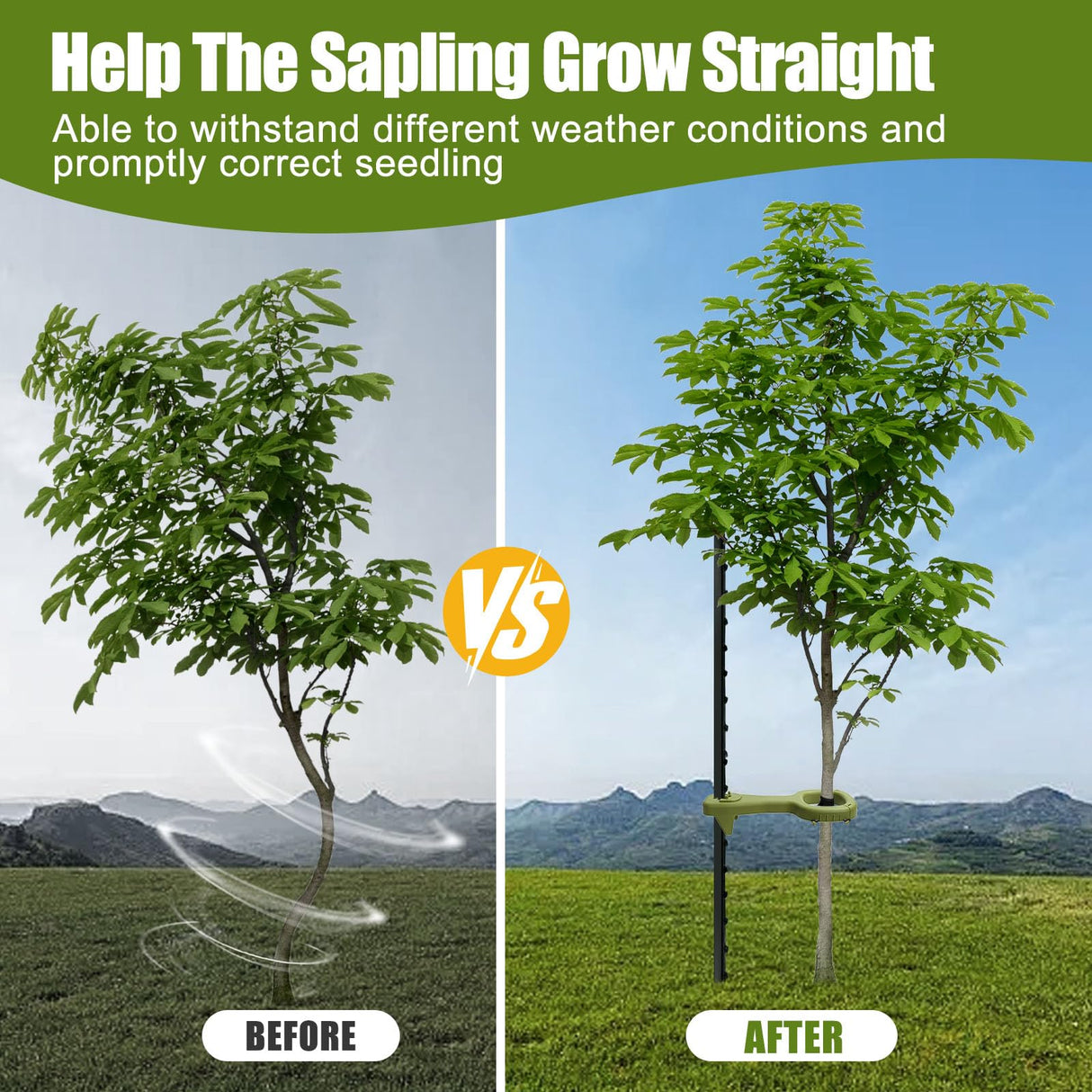 Tree Supports Young Trees, 4PC Tree Stake Stabilizer Kit for Leaning Tree