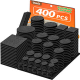 Felt Furniture Pads 400 Pieces, Furniture Pads for Hardwood Floors, Floor Protectors for Furniture Legs, Felt Pads for Furniture, Many Large Sizes Black