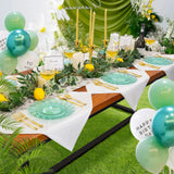 YOUBET 125PCS Clear Green Plastic Plates with Gold Rim - Green and Gold Plastic Plates Include 25 Dinner Plate 25 Dessert Plate 75 Disposable Silverwares for Wedding & Party & Christmas