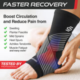Sleeve Stars Ankle Brace for Women & Men, Ankle Wrap for Sprained Ankle, Compression Sleeve for Plantar Fasciitis Relief, Easy Customizable Support: w/Removable Strap (Single/S:9"-10"/Black)
