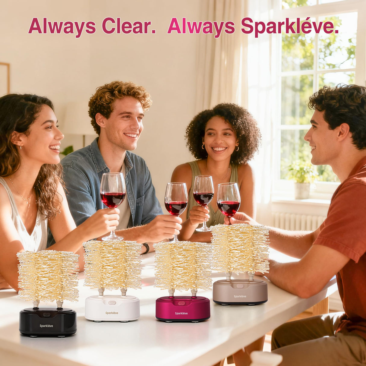 Home Glassware Polisher, World's First Affordable Spinning Glass Polisher, 600 RPM Dries & Polishes, All Glasses, Wine, Bar, Drinking, Wet/Dry, for Sparkling Glassware, White, Classic Matte