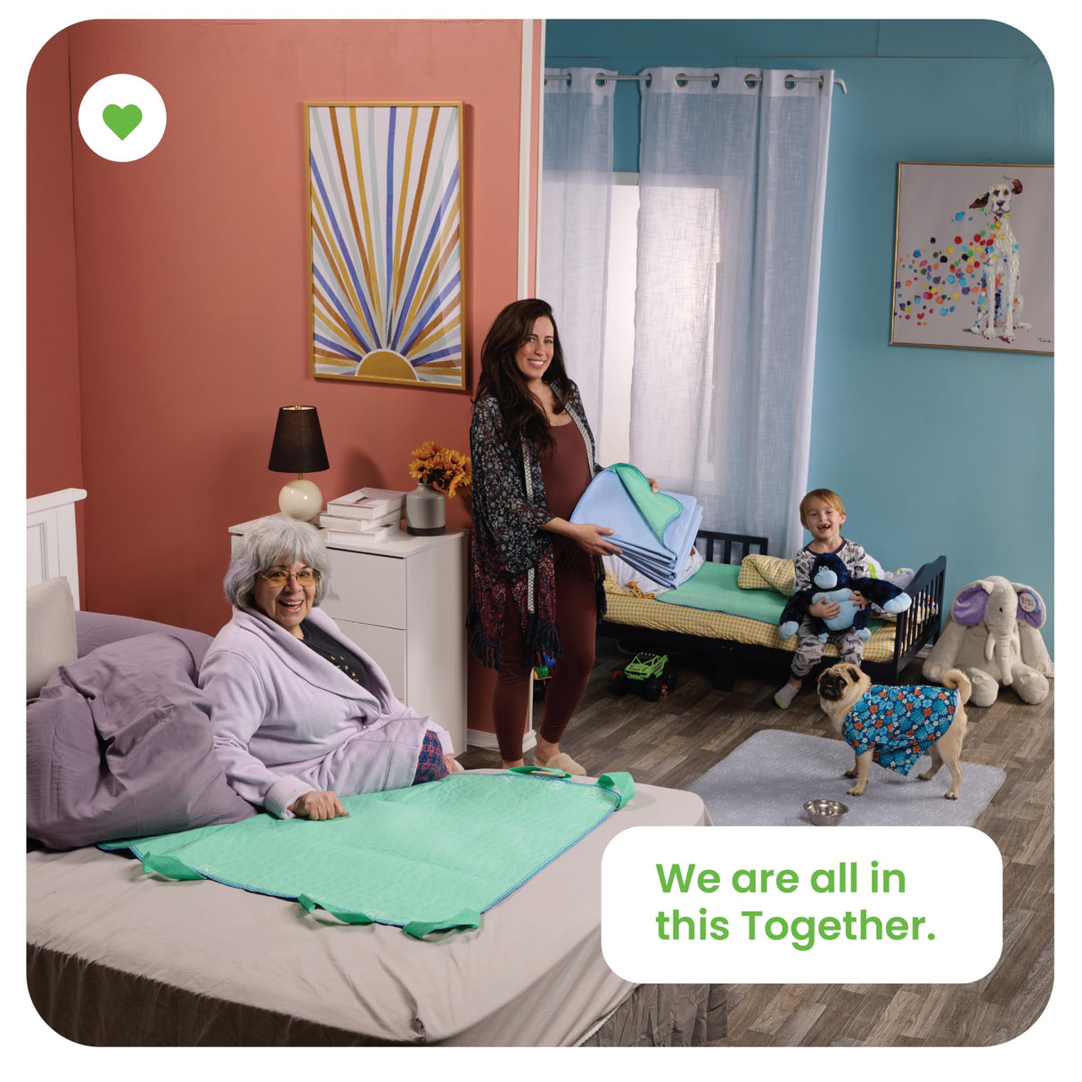 IMPROVIA® Washable Underpads, 34" x 52" (Pack of 4) - Heavy Absorbency Reusable Incontinence Pads for Kids, Adults, Elderly, and Pets - Waterproof Protective Pad for Bed, Couch, Sofa, Furniture, Floor