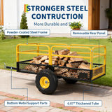 22 Cu.Ft 1600Lbs Steel ATV UTV Trailer Tow Behind Dump Cart, Heavy Duty Pull Behind Utility Dump Trailer for Lawn Mower Trailer Tractor Garden Yard with Removable Rear Panel