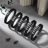 Aiemghsde Personalized Custom Name Bracelets for Men - Mens Leather Bracelet with 2-6 Family Names,Customized Bracelet Father's Day Dad Gifts for Husband Son (2 Names)