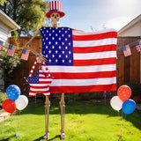 Chicingyou 12 ft Skeleton Clothes Accessories Including Hat and Cloth with Basket for 12 ft Skeleton Outfit Dress (3 Pcs,American Flag)