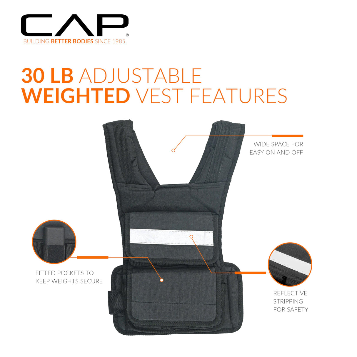 CAP Barbell Women's Weighted Vest, 30 Pound, Black