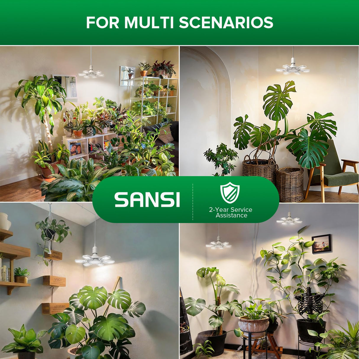SANSI Hanging Grow Lights for Indoor Plants, 60W Hanging Plant Light with Timer, Adjustable 6-Panels, Full Spectrum, 4700LM, 4000K Daylight, Pendant Grow Light, 16.4FT Power Cord for Tall Large Plants