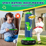 QPAU Punching Bag for Kids 3-6, Inflatable Dinosaur Toy, 48 in, Green