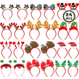 24 Pcs Christmas Headbands, 12 Styles Christmas Headwears with Assorted Design Santa Christmas Tree Snowman Stars Reindeer Antler, Xmas Party Decor for Women Men Christmas Party Favors