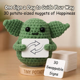 Handmade Baby Yoda Positive Crochet with 30 Fun Affirmations - Funny Friendship Gift for Christmas, Inspirational Birthday Gifts for Women Men | Birthday Gift Idea for Women Friends, BFF, Coworker