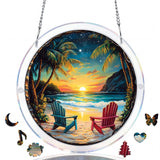 WOODBESTS Acrylic Jigsaw Puzzle Suncatcher 83 Pieces-Beach Vacation, DIY Acrylic Puzzle Sun Catcher, Window&Garden Decor, Unique Gifts for Mom, Women,Wife, Sisters, Aunt, Besties 7.4in