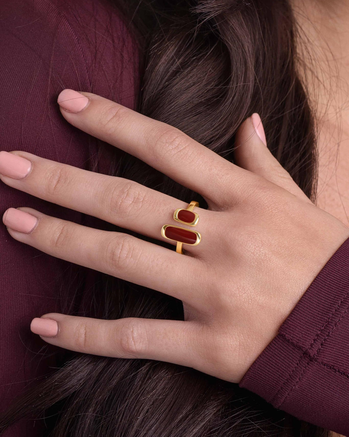 SNGIA 18K Gold Plated Color Enamel Rectangular Adjustable Open Statement Ring for Women Burgundy Red Ivory White Mocha Taupe Emerald Green Cobalt Blue Pearl White Lime Green Geometric Cuff Jewelry