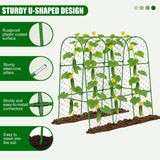 Amoskey Cucumber Trellis for Raised Beds, Cucumber Trellis for Climbing Plants Outdoor, with Garden Netting and Plant Clip, Metal Arch Garden Trellis Ideal for Cucumbers, Tomatoes, and Flowers