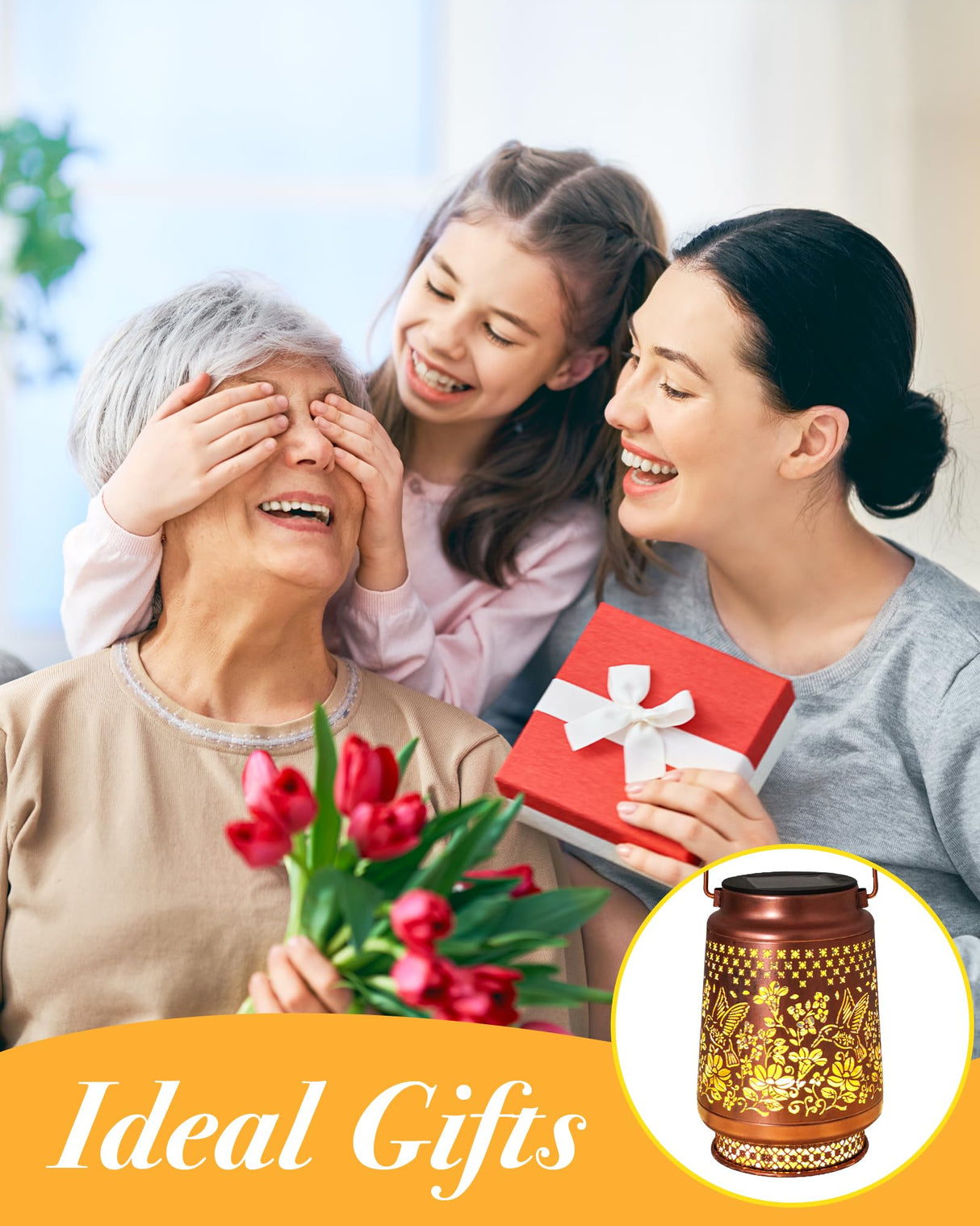 Hummingbird Solar Lanterns Outdoor Waterproof, Garden Decor Birthday Gifts for Women Mom Grandma Sister, Metal Hanging Solar Lights Outside Decorative for Yard Patio Backyard Christmas Decorations