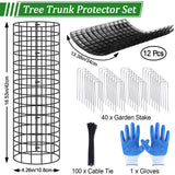 12p Tree Protectors from Deer,16.5 Inches High Pre-Curved Metal Mesh Tree Trunk Protector Stackable Vertically or Horizontally, Tree Tubes Wrap for Saplings and Fruit Garden