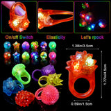 OLUPP 150 Pcs Light Up Rings, Glow In The Dark Party Supplies, 6 Style Flashing Glow In The Dark Rings for Adults & Kids, LED Ring for Birthday Party Favors, Concert, Raves, Halloween, Christmas