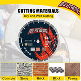 ORIXTREME 14 Inch Diamond Concrete Saw Blade, Segmented General Purpose Blade Dry/Wet Cutting Concrete, Reinforced Concrete, Masonry, Brick, Block,1"-20mm Arbor