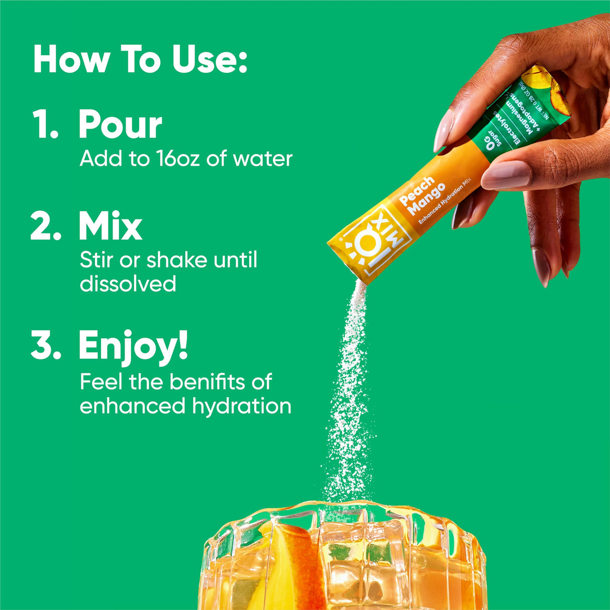 IQMIX Hydration Electrolyte Powder – 4-in-1 Formula for Hydration, Mental Clarity, Mood and Recovery – Sugar-Free Drink Mix, Keto, Magnesium L-Threonate, Lion’s Mane – 20 Count Peach Mango