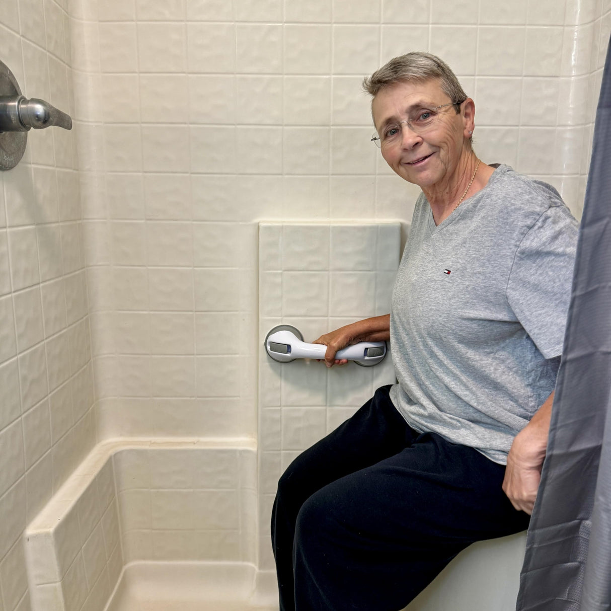 Grab Bars for Bathtubs and Showers, Heavy Duty Shower Handle 2 Pack 12 Inch for Elderly Assistance Products Seniors Suction Cup Removable Handrails Handicap Bath Grip Bathroom Safety Grips No Drilling