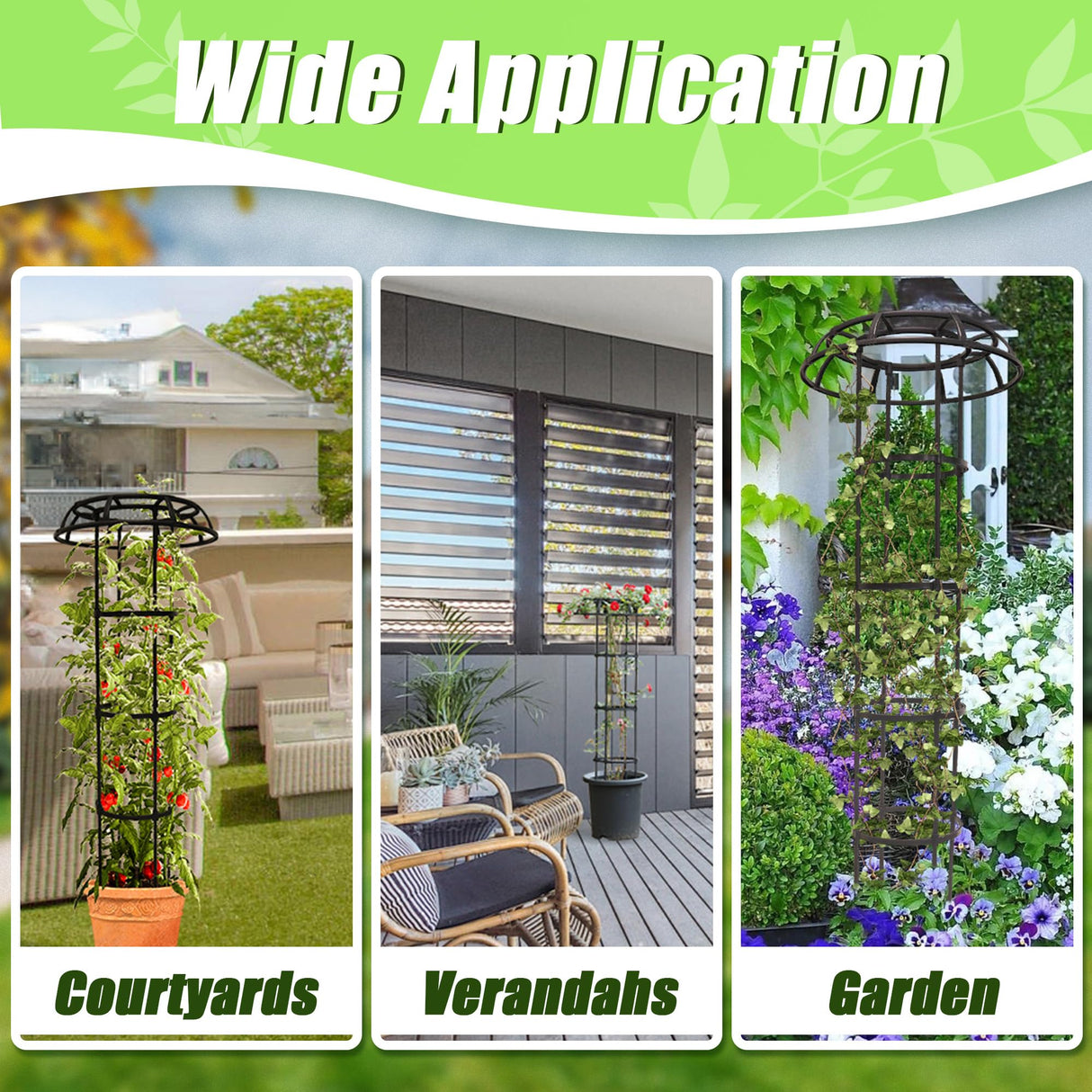 Quibbay Garden Trellis for Climbing Plants Outdoor, 65 Inch Mushroom Top Trellis for Climbing Plants, Plant Trellis Support for Potted Plants Climbing Vine Rose Clematis Vegetable Trellis, 2 Pack