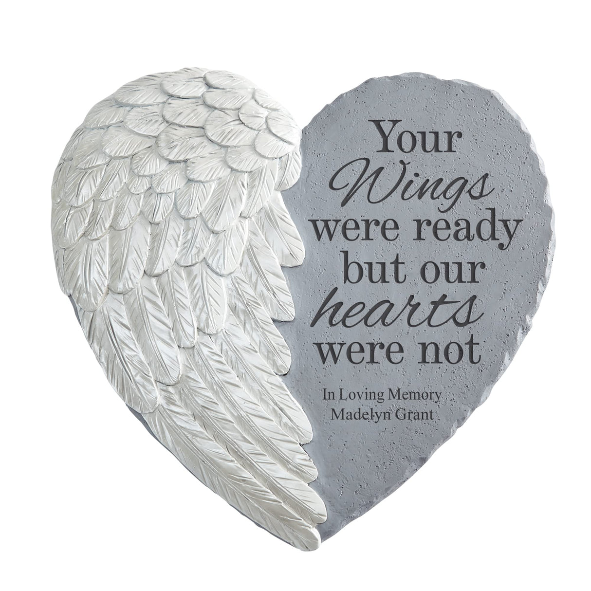 Let's Make Memories Personalized Memorial Garden Stone - Sympathy - Loss of Loved One - Condolences - Indoor/Outdoor - Durable Resin - 3D Wings of Love - Your Wings