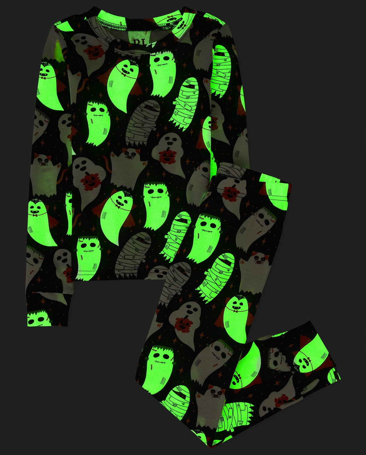 The Children's Place baby girls Family Matching Christmas Holiday Sets, Snug Fit 100% Cotton, Adult, Big Kid, Toddler, Pajama Set, Hlwn Blk Ghost, 7 US