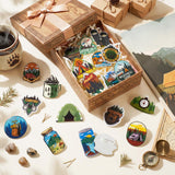 Cunno 100 Pcs Camping Pins Funny Outdoors Camp Adventure Brooch Pins Lapel Pin for Camping Adventure Birthday Party Decorations Gift Hat Jacket Clothes Backpacks Decor Accessories