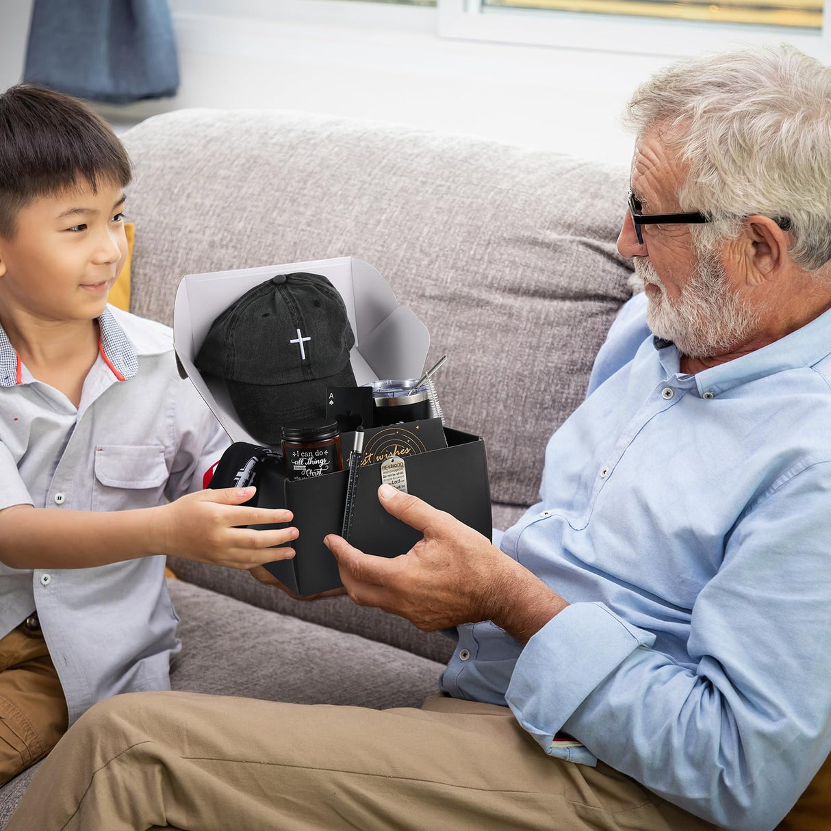 Kolewo4ever 9 Pcs Christian Gifts for Men Christmas Gift for Dad Inspirational Gifts Set for Father Spiritual Religious Catholic Gift Box for Male Friends Co Workers