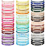 Ecation 96 Pcs Beaded Friendship Bracelets Bulk Inspirational Stretch Bracelets Y2k Colorful Cute Adjustable Jewelry for Women Summer Beach Graduation Party Favors Friend Gifts