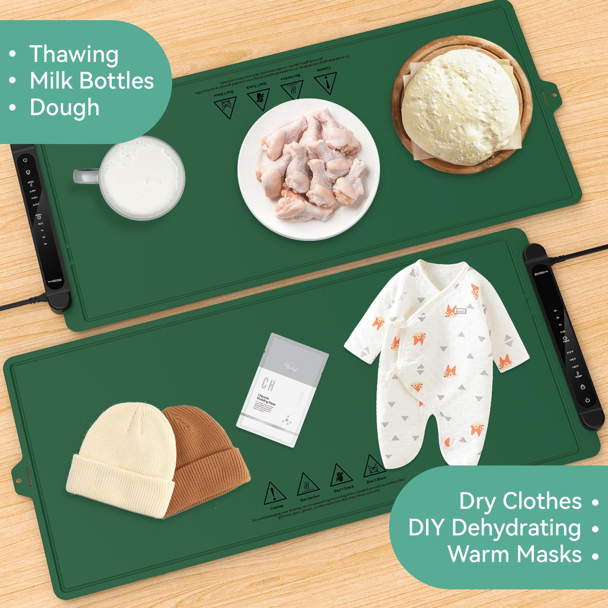 Warming Mat for Food Extra Large: 36"X16" Adjustable Silicone Food Warming Mat Heating Pad Food Warming Pad for Kitchen Counter Warming Trays for Buffets Party Hot Plates for Countertop Gifts Green
