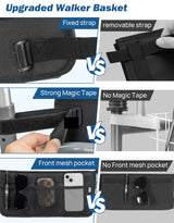 JOYTUTUS Walker Basket for Folding Walker, Basket for Walkers for Seniors, Rollator Walkers Storage Bag,Bag with Big Capacity & Never Tipping Over, Best Gift for Father Mother