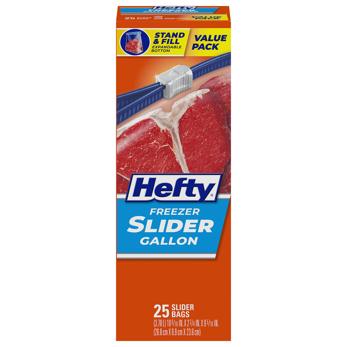 Hefty Slider Freezer Storage Bags, Gallon Size, 25 Count (Pack of 9), 225 Total