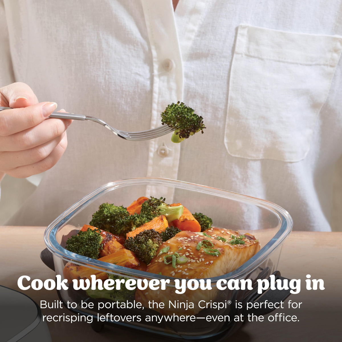 Ninja Crispi Glass Air Fryer, 4-in-1, Stone, FN101ST