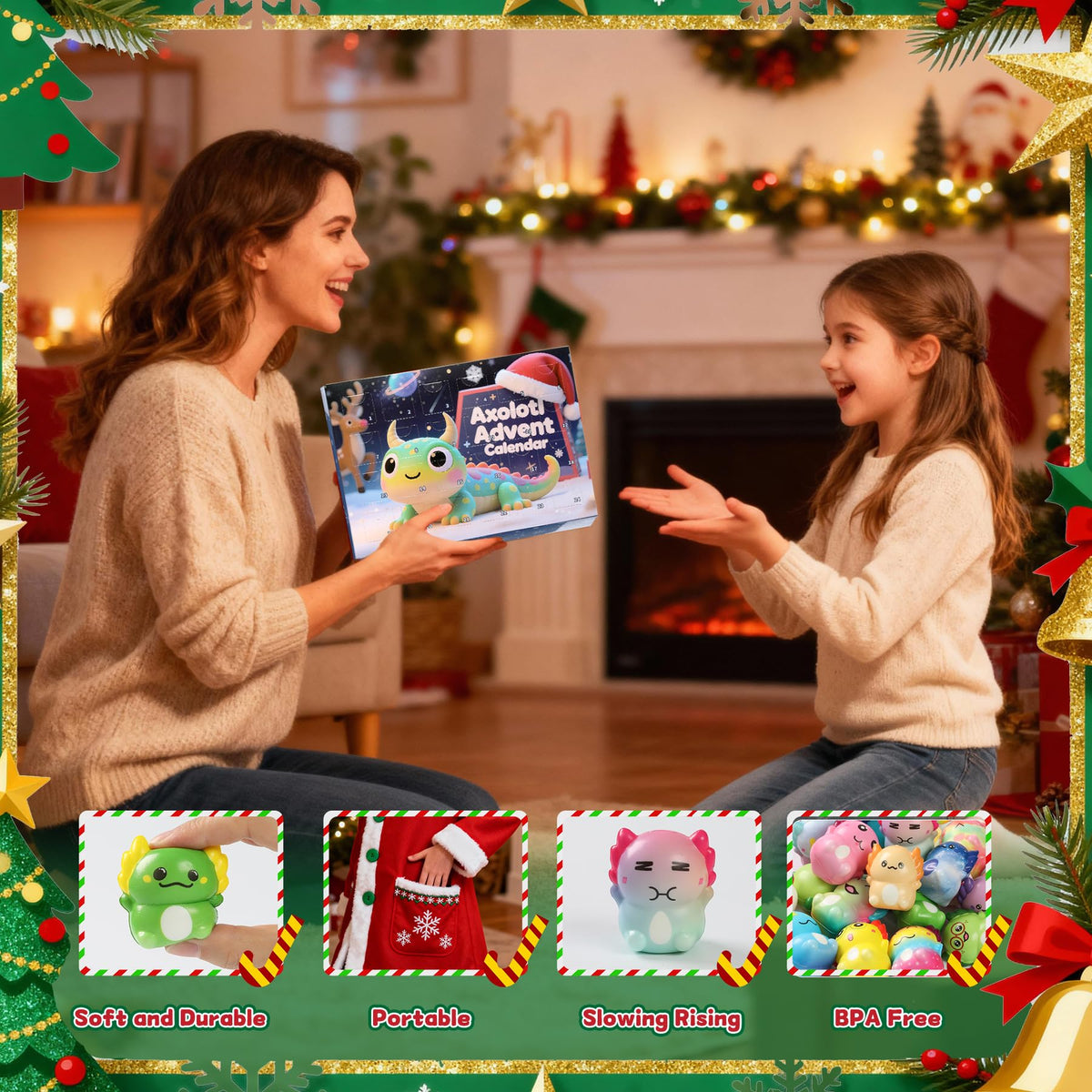 Christmas Advent Calendar 2026, Axolotl Slow Rising Squishy Advent Calendar