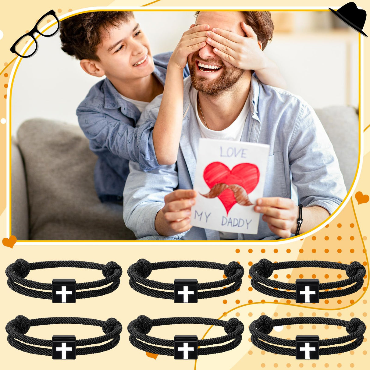 Liliaafar 50 Pcs Braided Christian Cross Bracelet Adjustable for Men Women