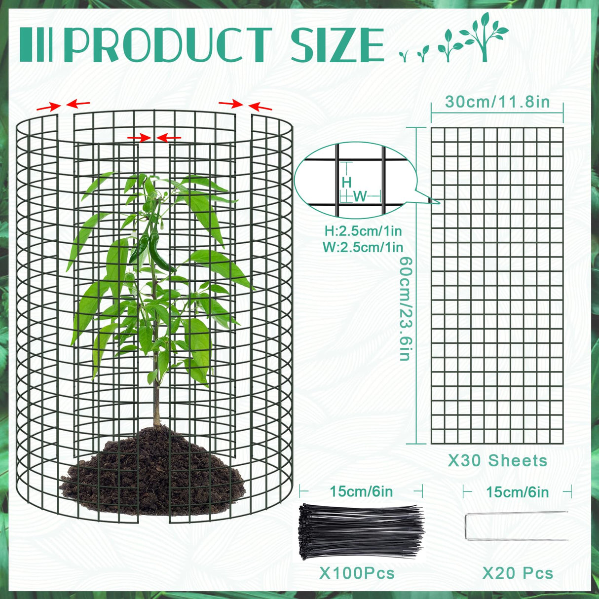 10Packs 24"x12"Plant Protectors from Animals,Plant Cages for Outdoor Plants