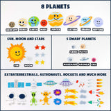 BONNYCO Solar System for Kids with 61 Felt Planet Figures, Montessori Toys