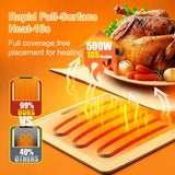 Extra Large Warming Mat for Food, (42"x15") Food Warming Mat with Countertop Insulation Pad, 6 Level Temperature & 6 Hours Timer, Silicone Food Heating Pad, Warming Trays for Buffets Party, Beige