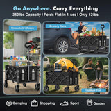 AOMIA Collapsible Foldable Wagon with Wheels Heavy Duty Folding Wagons Carts 360LBS Weight Capacity Portable All Terrain Utility Wagon Cart for Groceries Sports Garden Shopping Beach