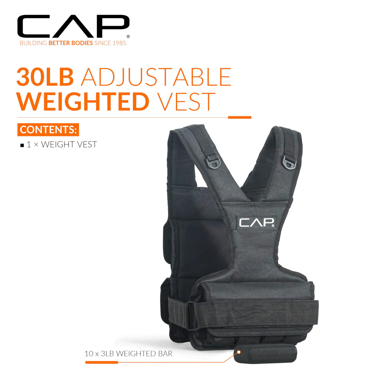 CAP Barbell Women's Weighted Vest, 30 Pound, Black