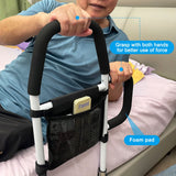 Pletpet Bed Rails for Elderly Adults, Bed Assist Rails for Seniors with 2 Grab Bars & Storage Pocket & Fall Prevention Guard, Fits King, Queen, Full, Twin Bed, Support Up to 300lbs (Standard)