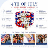 Cmfuegsk 250th USA Patriotic Bracelets Set, 4th of July Bracelets, USA Bracelets, Red White Blue Beaded Stretch Bracelets, Patriotic Jewelry for Women, 250 Anniversary USA Merchandise