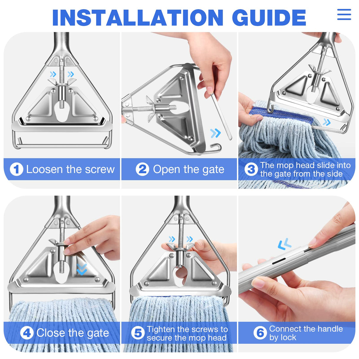 String Mop Heavy Duty for Floor Cleaning- Industrial Commercial Wet Mop with 59inch Mop Handle for Home,Garage,Office, Workshop, Warehouse Floor Cleaning
