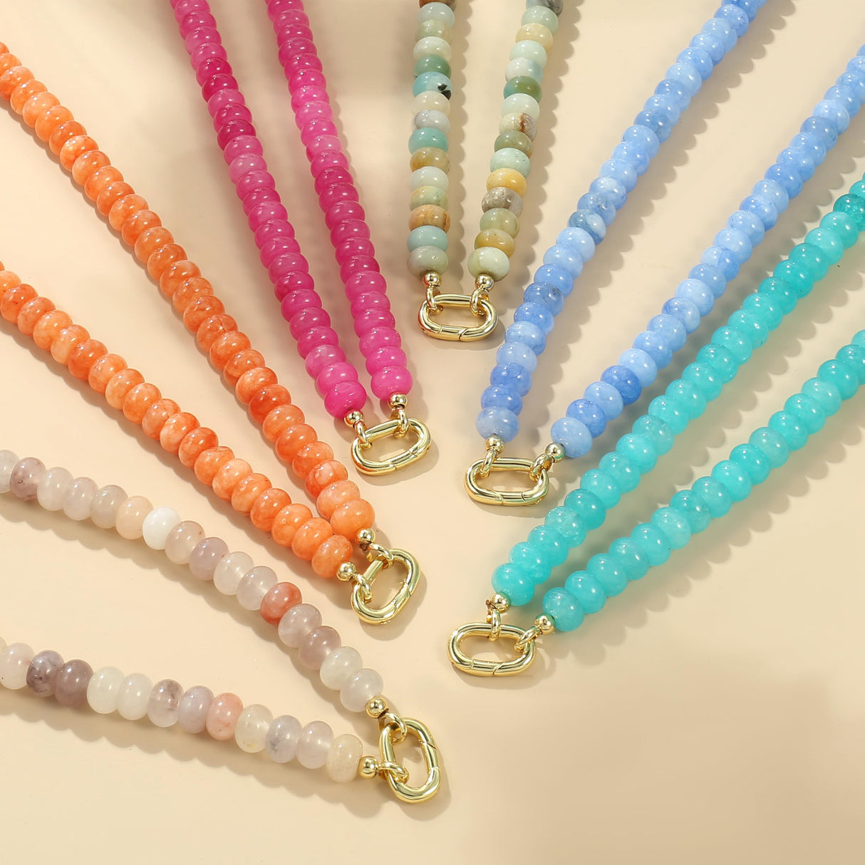 ROISE LADY Amazonite Natural Stone Beaded Necklaces for Women Boho Gemstone Bead Choker Summer Beach Vacation statement Trendy Charm Necklace