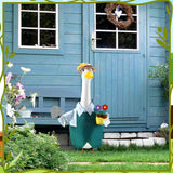 EKOREST Gardener Porch Goose Outfits for 23 Inch Lawn Statue, Summer Gardener with Flower Pot and Shovel Costume for Plastic/Cement Statue, Spring Sculpture Clothes for Yard Patio Party Decoration