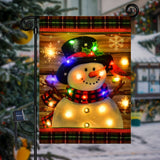 Lighted Christmas Snowman Garden Flag Outdoor Decor, 12x18 In