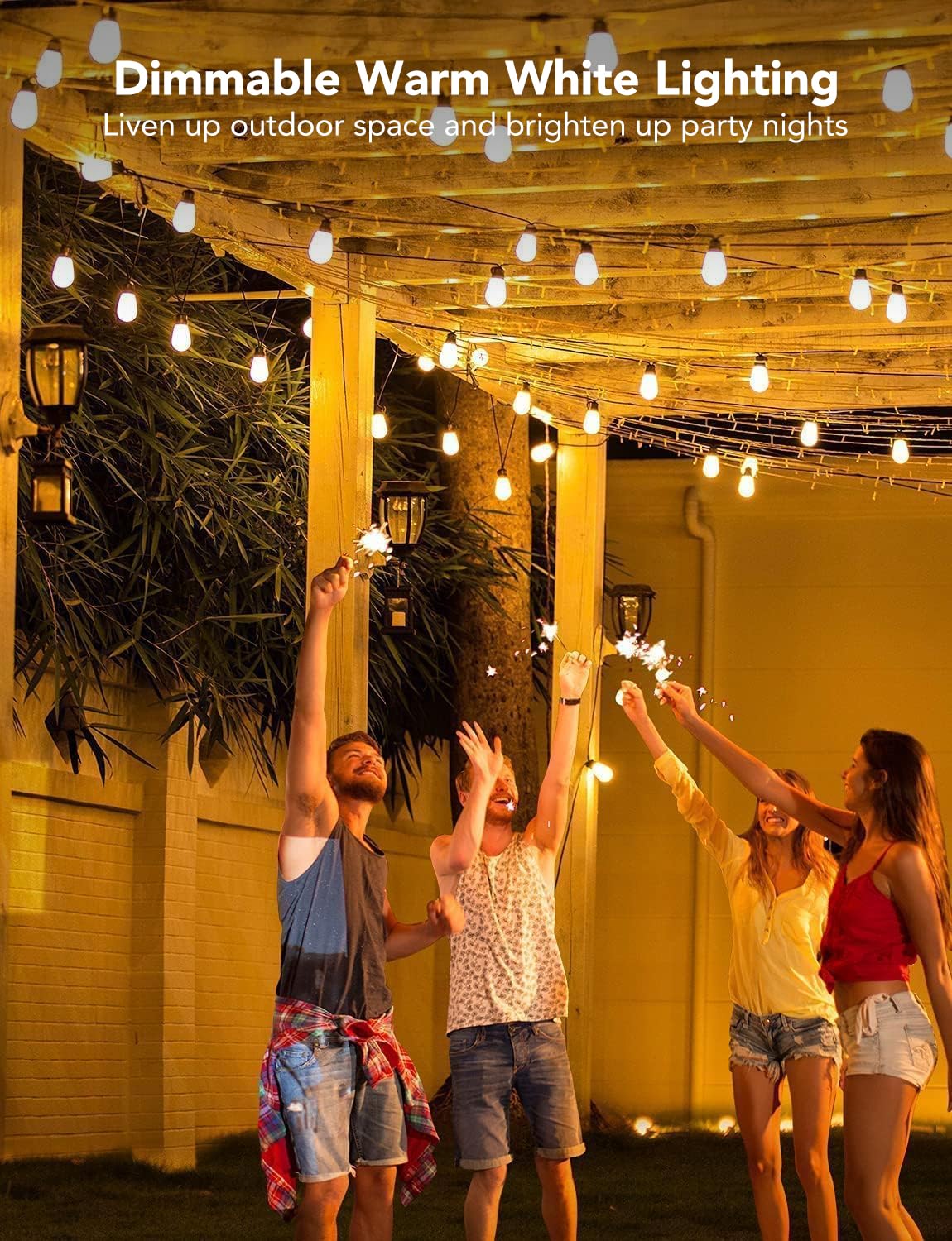 Govee Smart Outdoor String Lights H7029, 24ft RGBIC Outdoor Lights with 8 Dimmable LED Bulbs, IP65 Waterproof, Color Changing Warm White Lights with 47 Scene Modes for Patio, Backyard, App Control