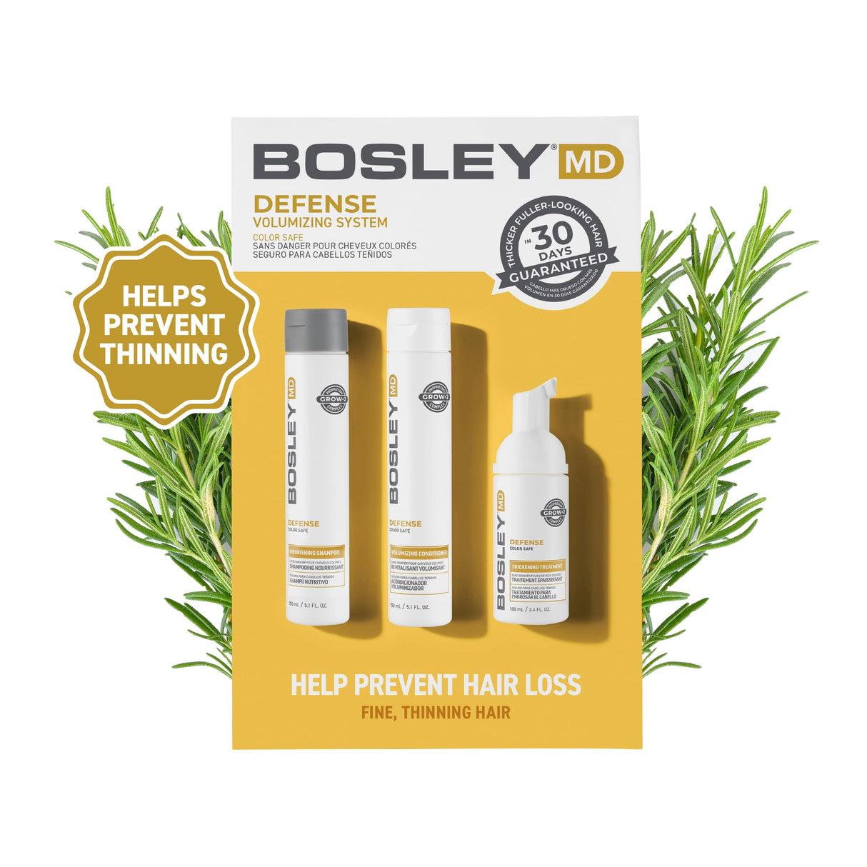 BosleyMD BosRevive KIT for Visible Hair Thinning (Color Safe), Starter Size (30 Days)