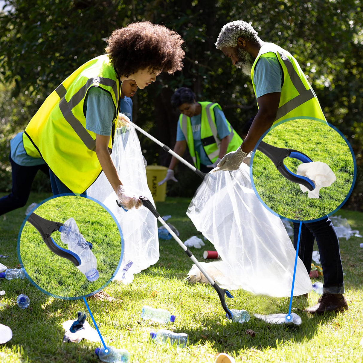 2-Pack Grabber Tool, 32" Long Reacher Grabber Pickup Tool with Magnetic Tip, Trash Picker for Elderly Grab It Reaching Tool, Garbage Picker Upper, Litter Pick Up Grab, Claw Grabber Stick