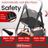 HBTower 4 Step Ladder, Step Stool Foldable with Wide Anti-Slip Pedal, Sturdy Steel Ladders for Home Adults Kitchen